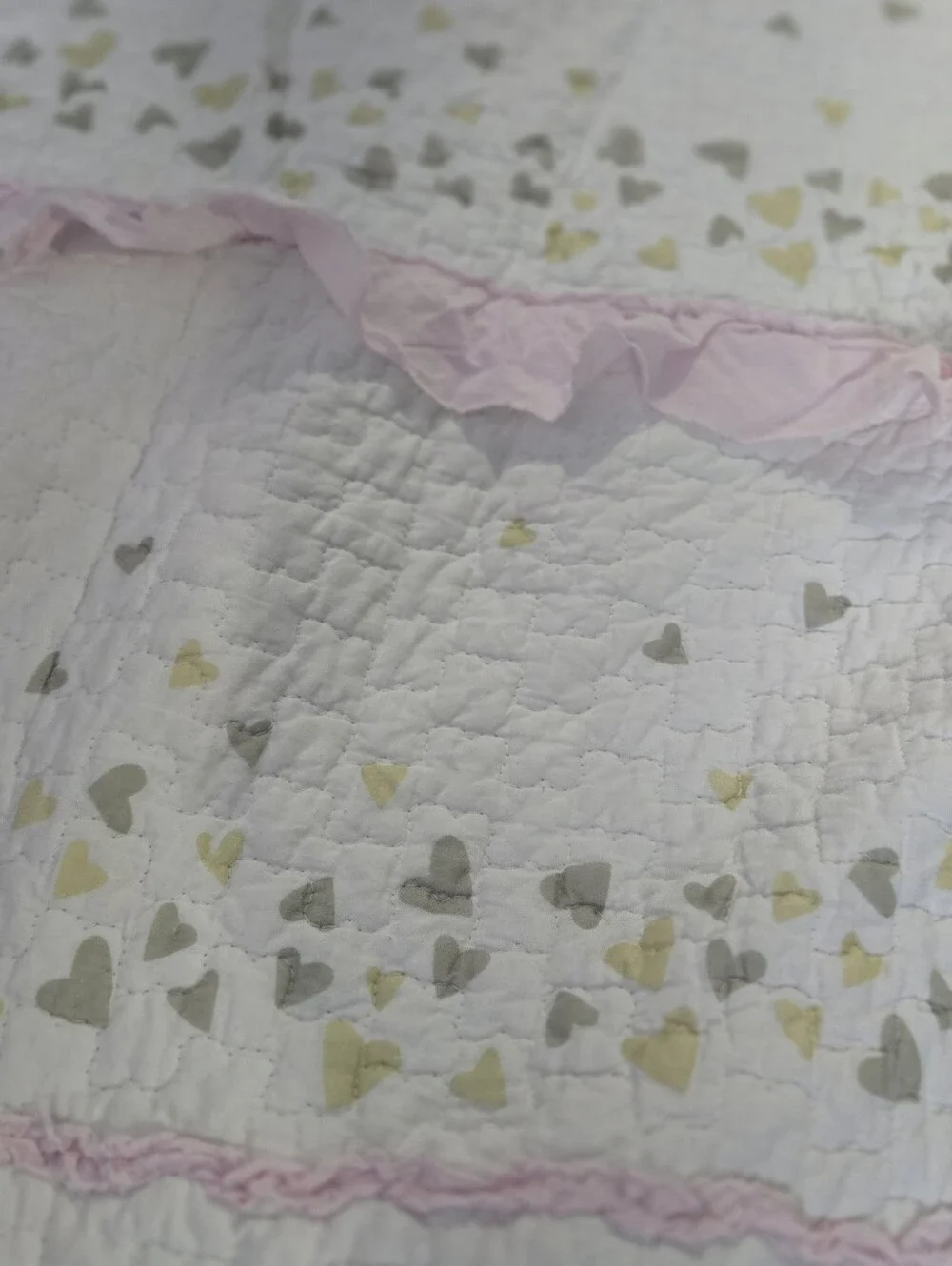 Cozy Line 100% Cotton TWIN Pink&Gold Hearts Quit And Sham Set
